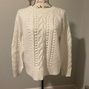 LOFT Ivory Cable Knit Sweater